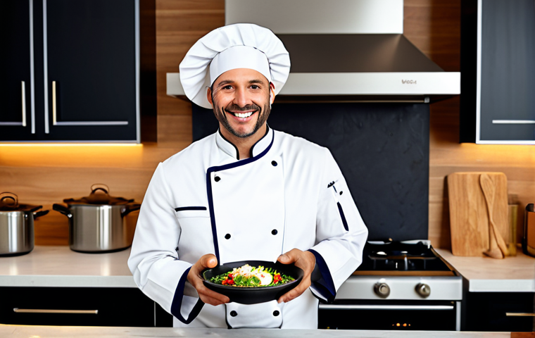 스마트 주방에서의 요리 교육 - AI Recipe Assistant**

"A woman in modest, professional clothing using a tablet in a clean, modern k...