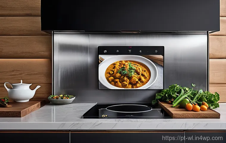 스마트 주방에서의 패스트푸드 대안 - **Prompt:** "A sleek, minimalist smart kitchen with a focus on efficient and healthy cooking. A pers...