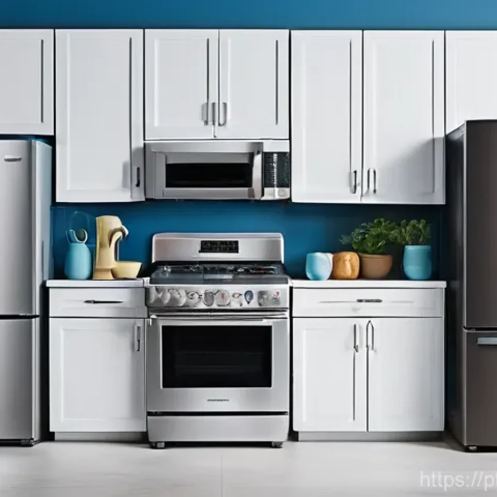 스마트 주방의 기술적 한계 - **A Whimsical Display of Incompatible Smart Kitchen Appliances**
    Visualize a brightly lit, moder...
