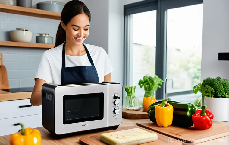 스마트 기기로 만드는 건강한 요리 - **Smart Fridge Meal Planning:**
    "A bright, clean, and modern kitchen interior. A smiling woman i...
