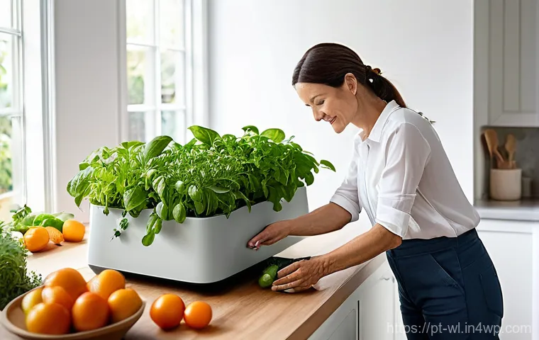스마트 기기로 만드는 건강한 요리 - **AI-Guided Healthy Cooking:**
    "A dynamic, well-lit contemporary kitchen scene focused on a pers...