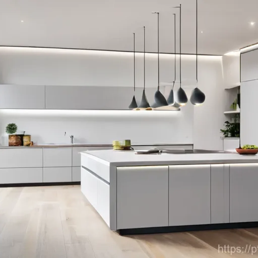 스마트 주방과 고급 요리의 만남 - **"Seamless Smart Kitchen Integration"**
    A brightly lit, contemporary Portuguese kitchen with sl...
