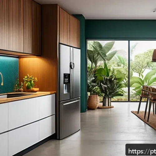 스마트 주방의 데이터 보안 문제 - A modern Brazilian kitchen with various smart appliances such as a refrigerator, oven, and coffee ma...