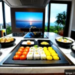 Home 23 스마트 주방에서의 다문화 요리 - Photorealistic modern smart kitchen in São Paulo, Brazil, a Brazilian family and a Japanese-Brazilia...